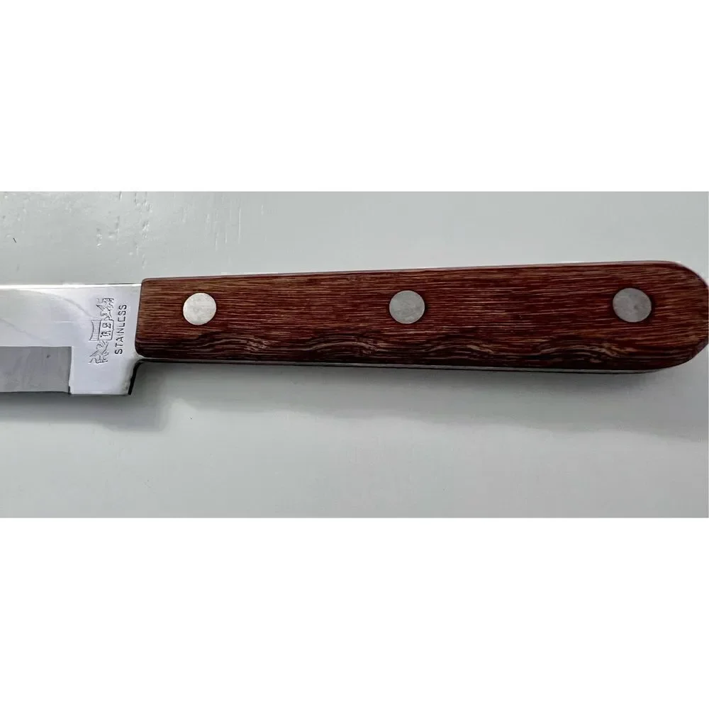 R. S. Stainless Vintage Wood Handle Chef's Knife, Made in Japan